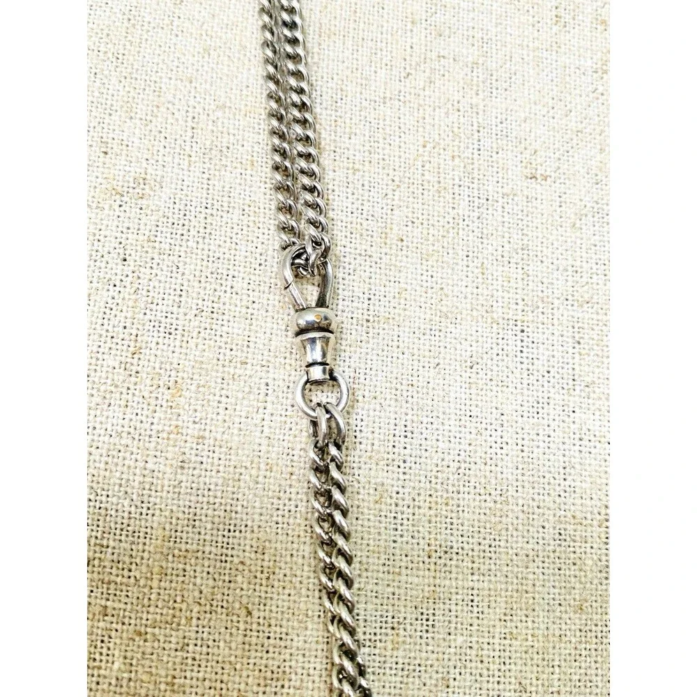 Vintage Sterling Silver 63 Inch Long Guard Watch Chain Dog Clip 40.4g